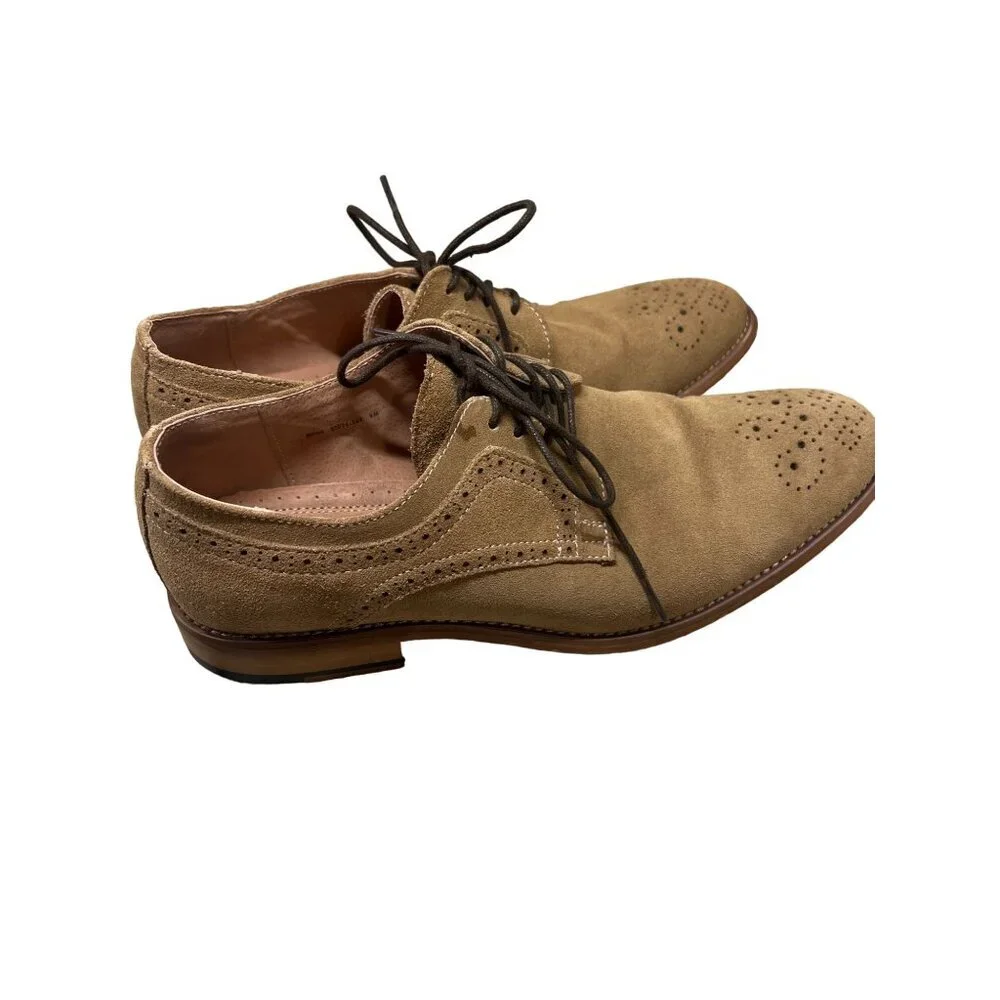 Stacy Adams Mens Suede Oxford Dress‎ Shoes 9M Tan Leather Upper & Lining NWOT